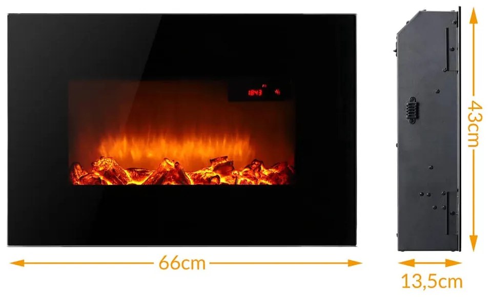 monzana® Elektromos fali kandalló - fekete