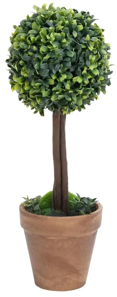 2 db zöld gömbalakú cserepes műpuszpáng 33 cm