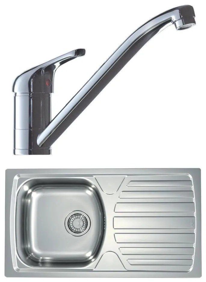 ALVEUS SETA259 - Konyhai mosogató BASIC+mosogatócsaptelep RIVIERA 14,8cm szatén/króm