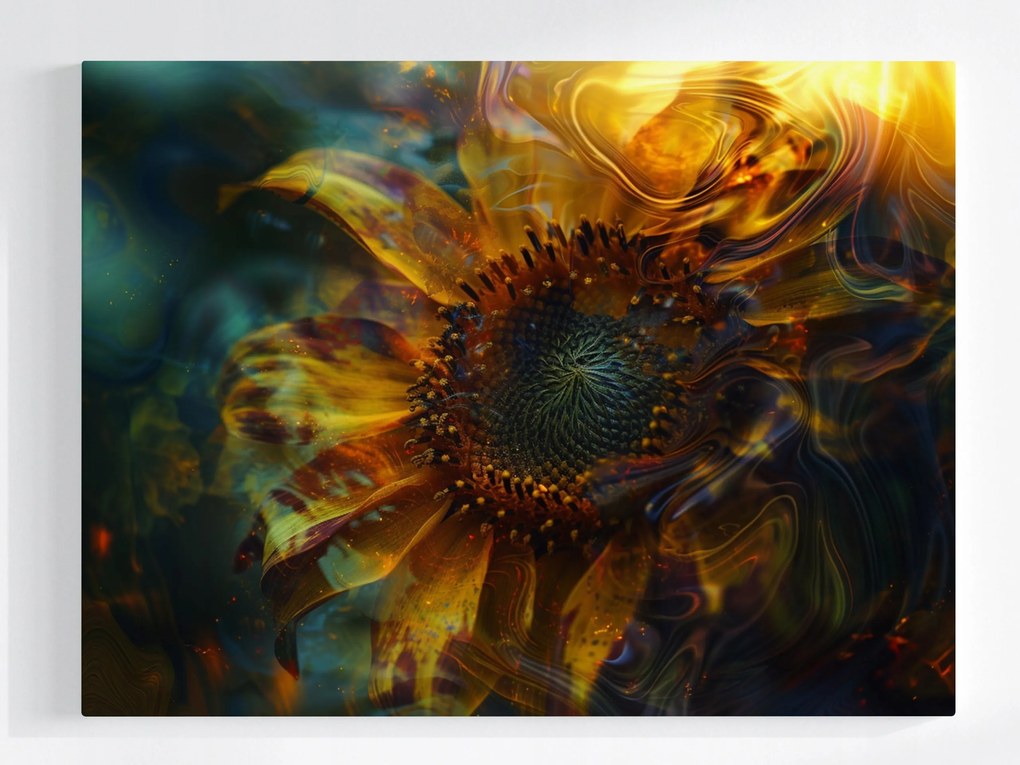 Poszter Absztrakt Szürrealizmus Virág Napraforgó Tűz 80x60