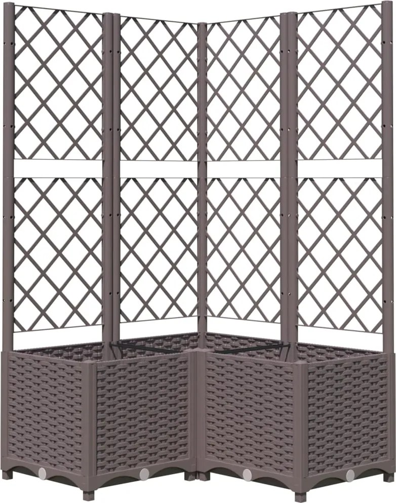 vidaXL barna polipropilén rácsos kerti ültetőláda 80 x 80 x 136 cm