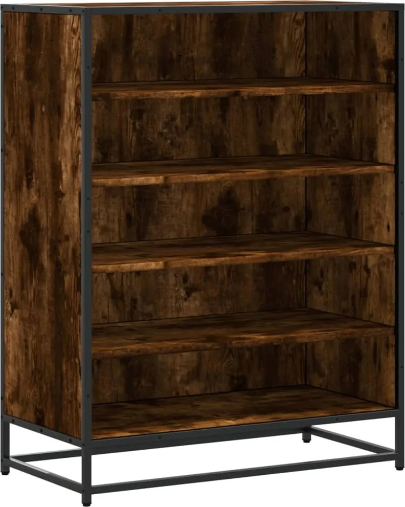 vidaXL füstös tölgy színű szerelt fa és fém cipőszekrény 75x38x97,5 cm