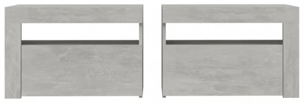 2 db betonszürke éjjeliszekrény LED-del 60 x 35 x 40 cm