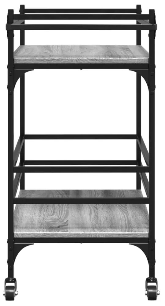 szürke sonoma szerelt fa zsúrkocsi 82 x 40 x 78,5 cm
