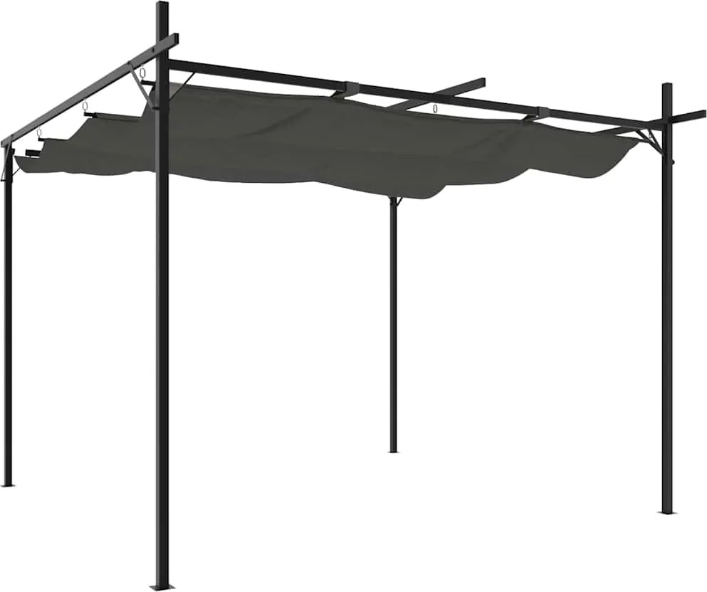 vidaXL antracitszürke pergola behúzható tetővel 295 x 292 x 230 cm