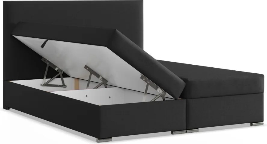 Agen ágy, szövet, 140 x 200, ágyneműtartóval, fekete