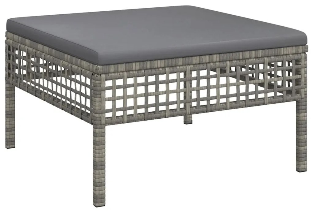 Szürke polyrattan kerti lábtartó párnával