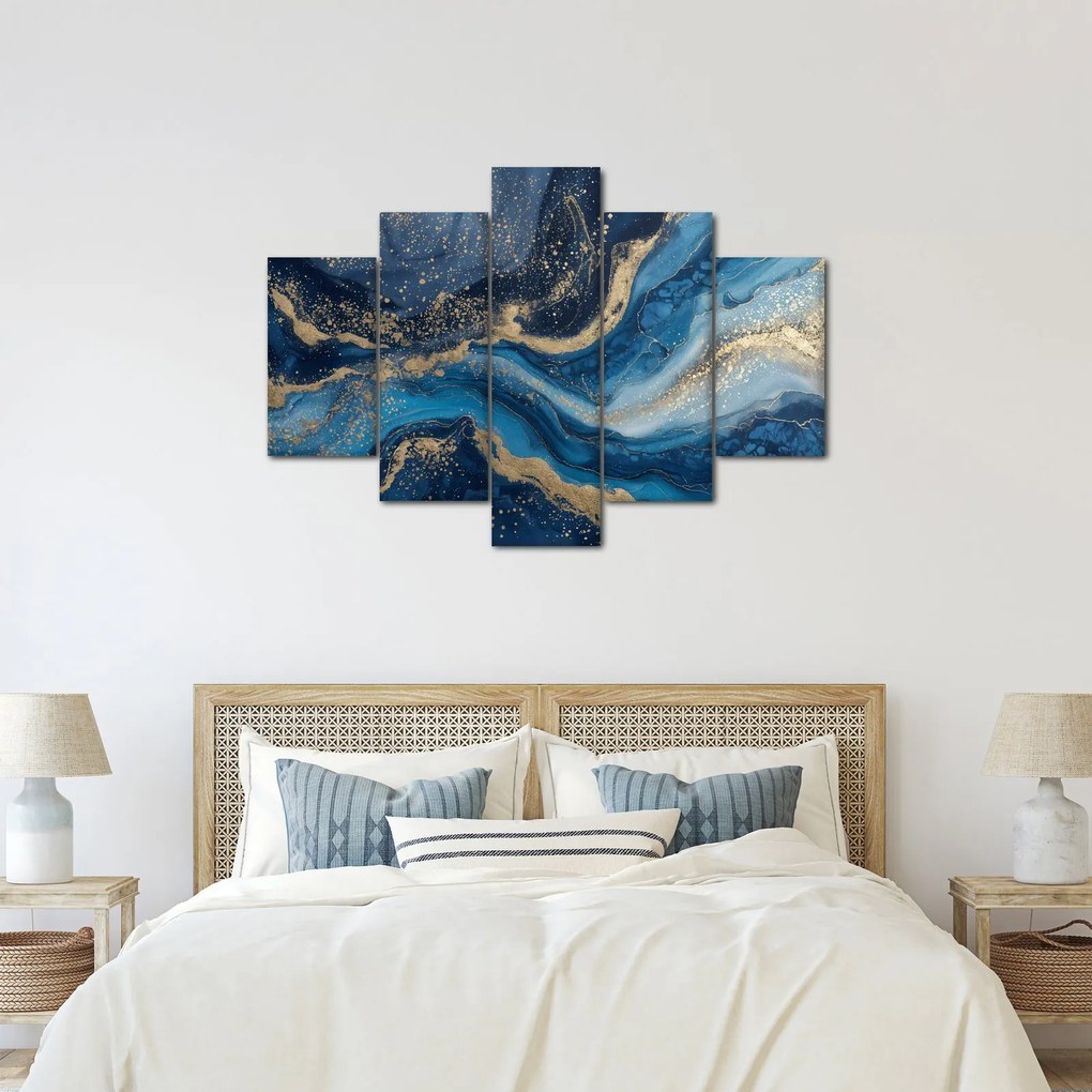 Kép - Kék-arany absztrakt márvány (150x105 cm)