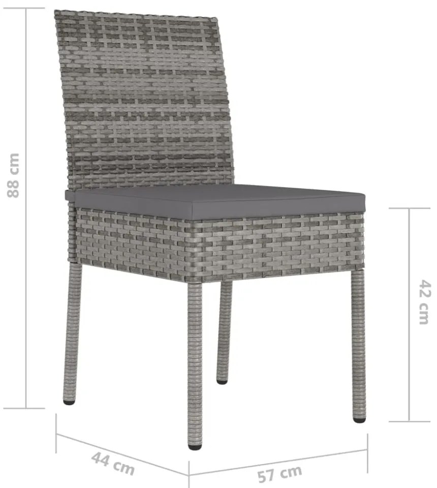 2 db szürke polyrattan kerti étkezőszék