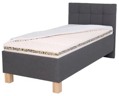 Kárpitozott ágy MARIA ONE 90x200 cm, matraccal és ágyneműtartóval, szürke