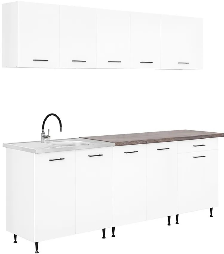 Primo 220 konyhabútor fehér, rauna szil munkalappal