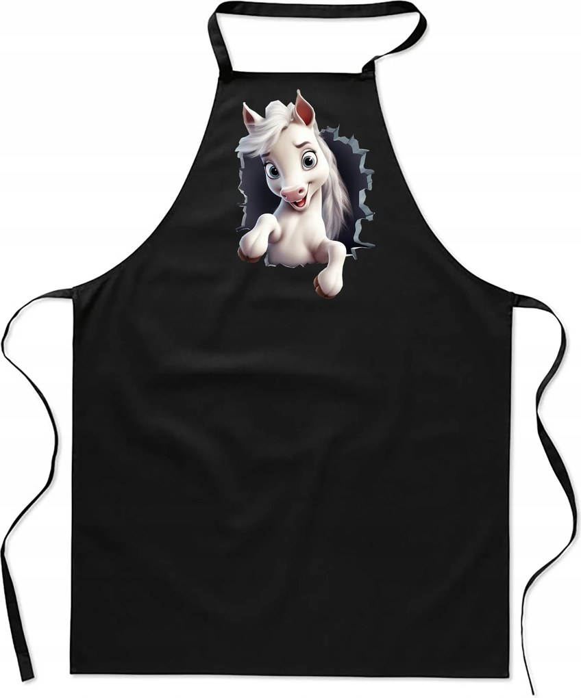 Konyhai Kötény pamut fekete lyuk Ló ló FA_490_cz