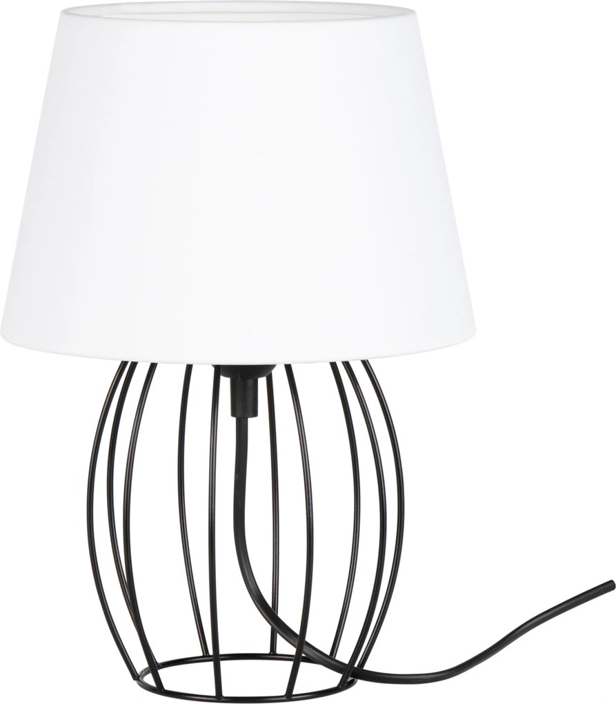 Éjjeli Asztali Lámpa Fekete Drótos Díszítéssel, Fehér Búrával, E27 Led