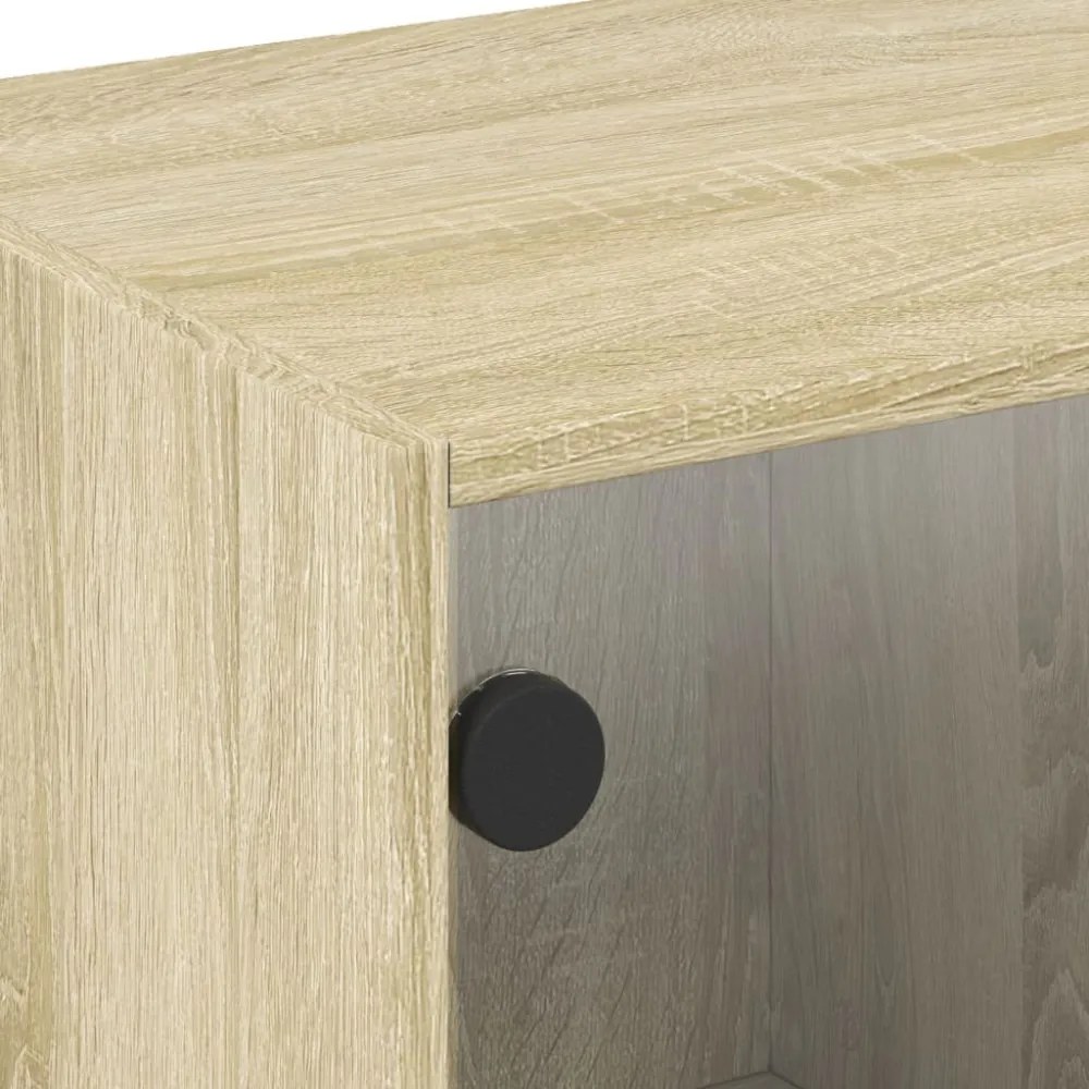 sonoma tölgy színű TV-szekrény üvegajtókkal 102 x 37 x 42 cm