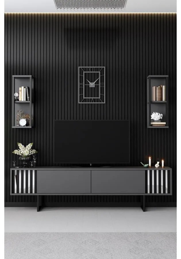 TV szekrény Chrome Line - Anthracite, Black
