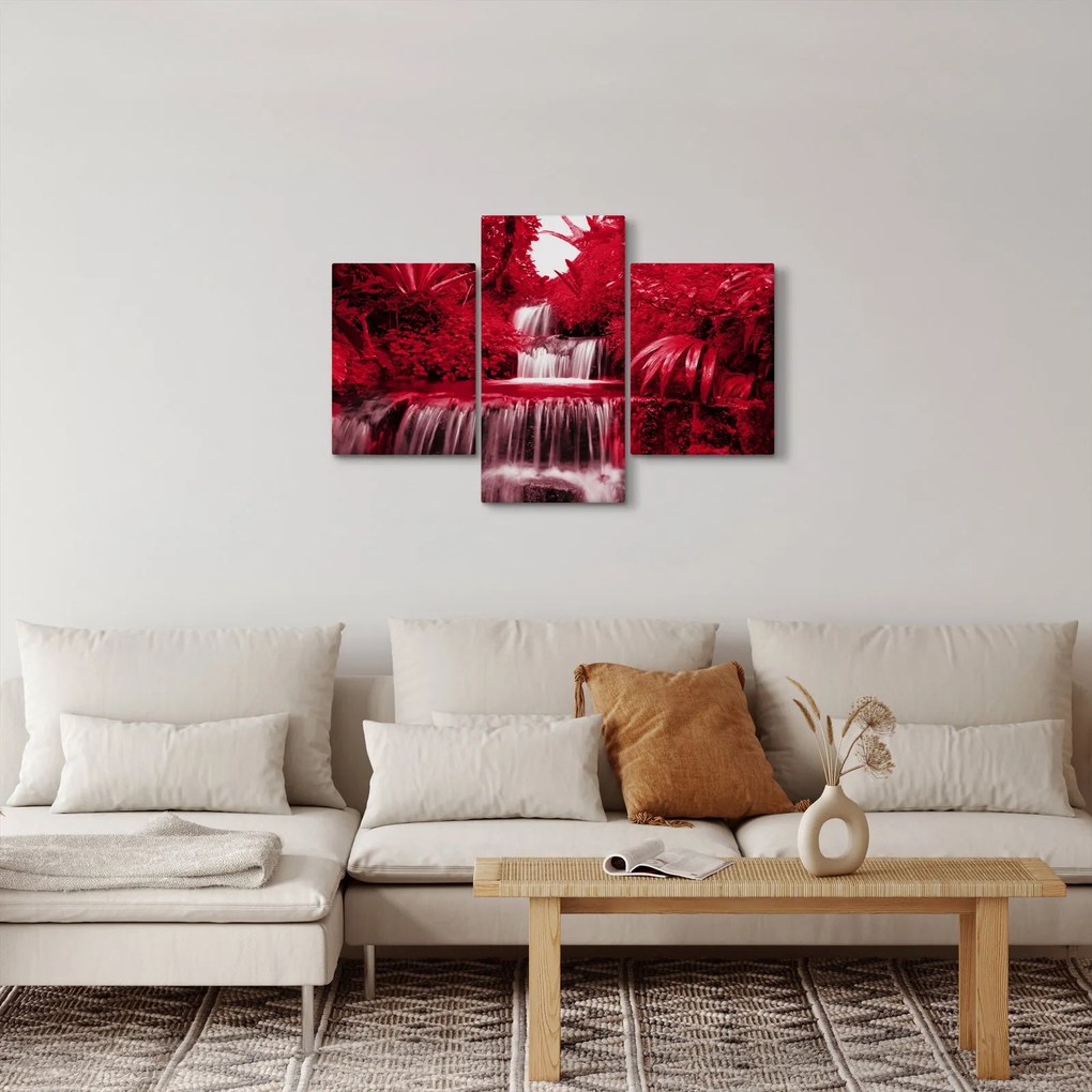 Kép - Indonéziai vízesések piros színben (90x60 cm)