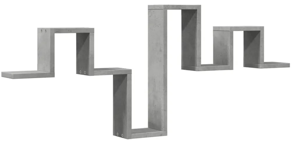 betonszürke szerelt fa fali polc 104,5 x 10 x 43 cm