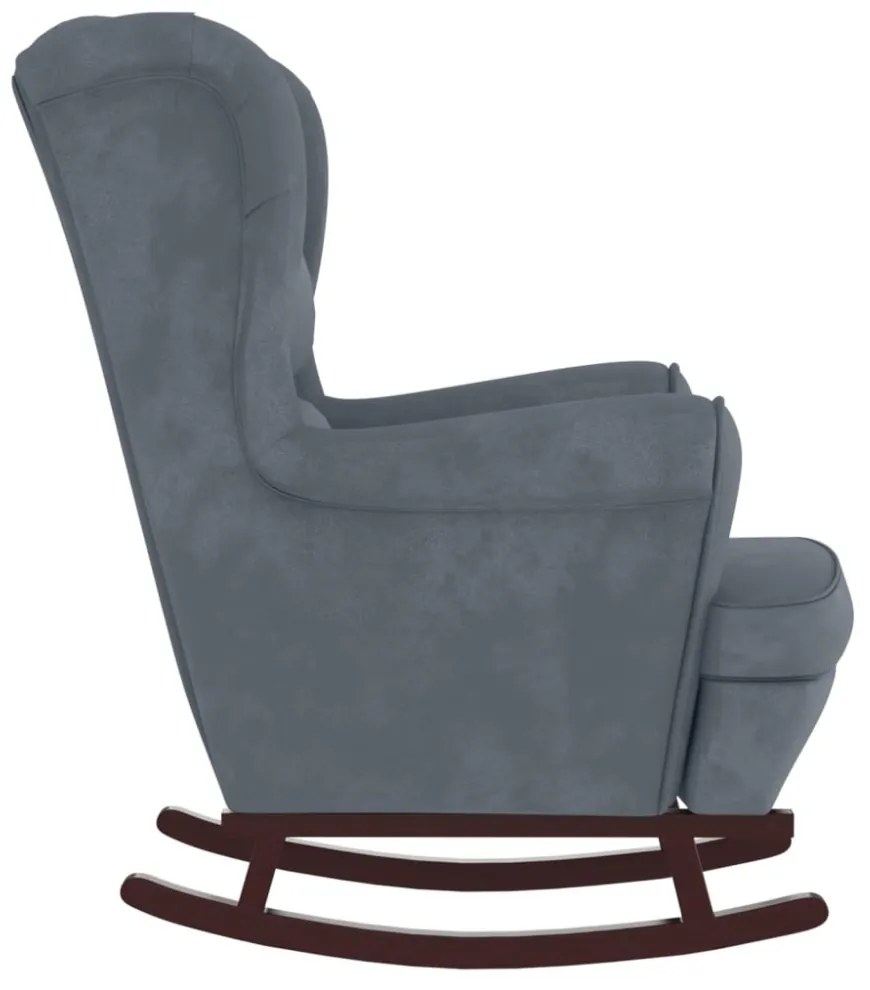 Sötétszürke Bársony és Tömörfa Hintaszék