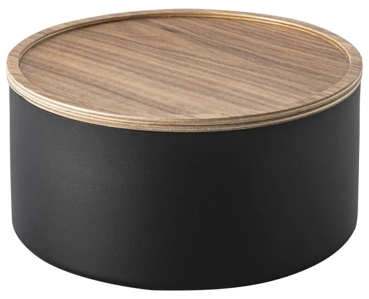 Fekete fedeles fém tárolódoboz ø 22x11 cm Rin – YAMAZAKI