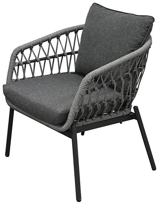 Kerti Ülőgarnitúra, Fém + Polyrattan, Szürke. GREY