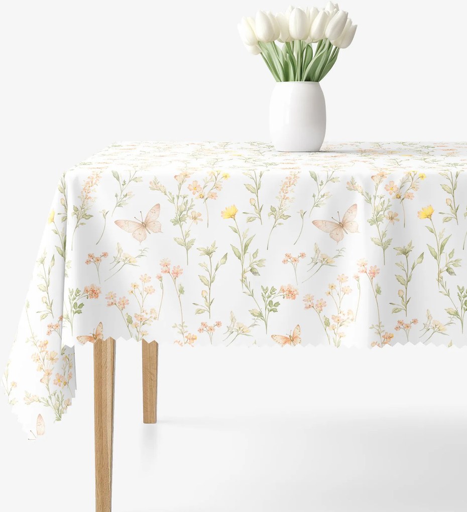 Goldea szögletes teflonos asztalterítő - pillangós kert 120 x 140 cm
