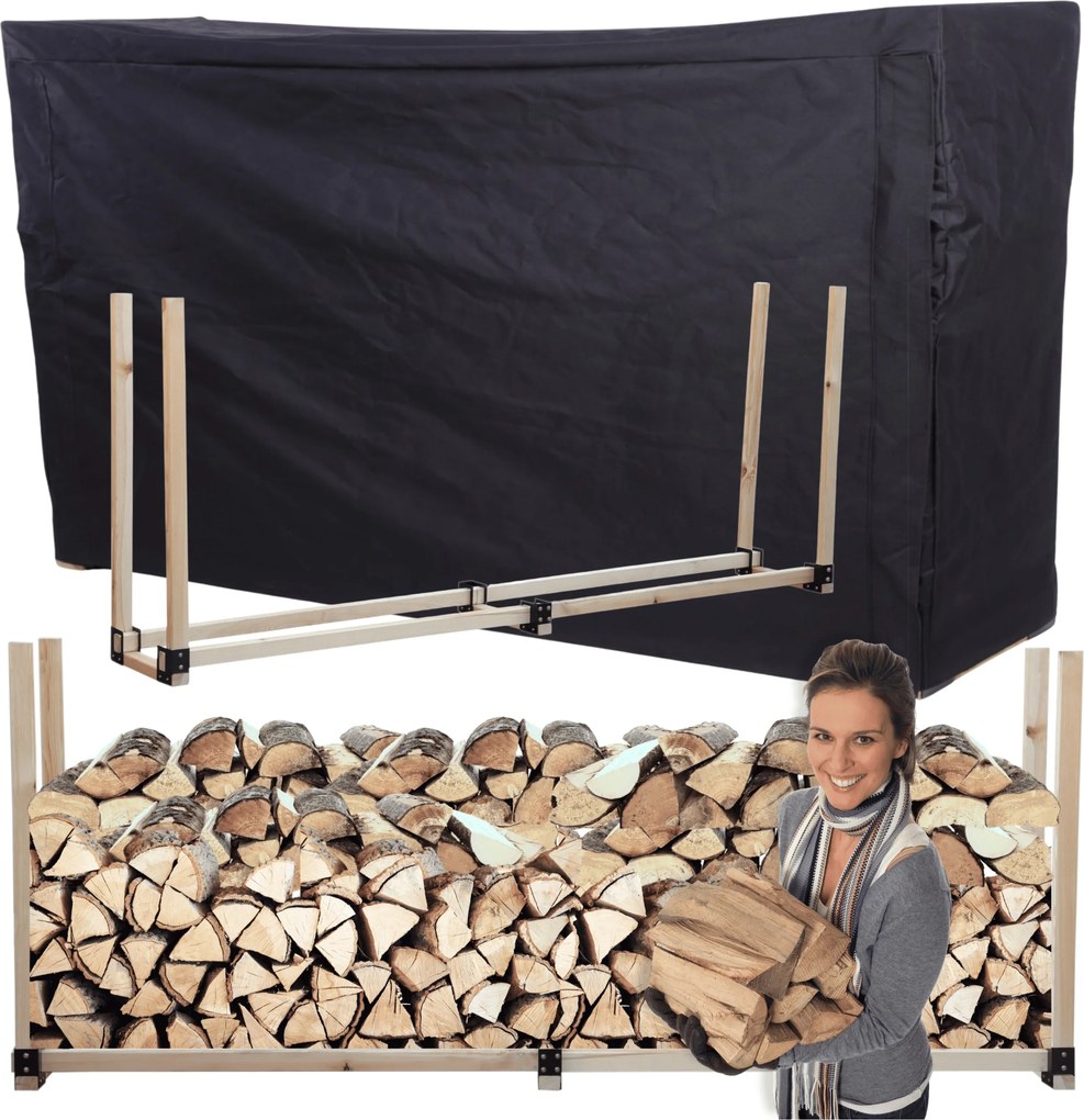 Kandalló fa állvány fa huzattal 1,2 m3 Öko Tömör