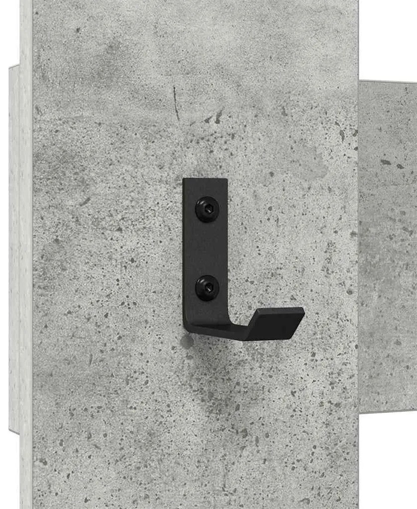 Fali Kabáthorog tárolóval Beton szürke 65 x 3 x 100 cm Faanyag