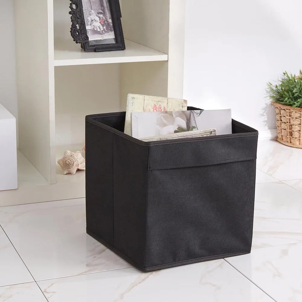 Fekete textil tárolódoboz 30x30x30 cm – Mioli Decor
