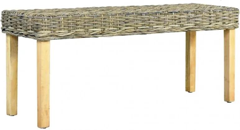 Természetes kubu rattan és tömör mangófa pad 110 cm