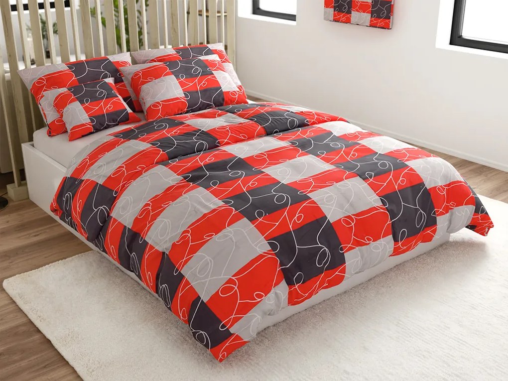 Pamut ágyneműhuzat SQUARES BLEND piros Ágyneműhuzat mérete: 70 x 90 cm | 140 x 200 cm