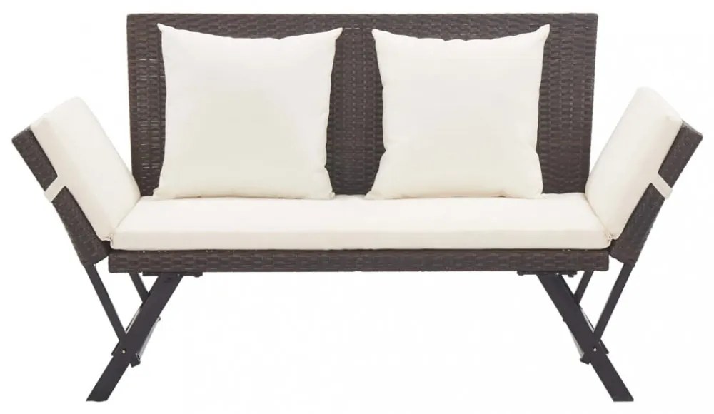 barna polyrattan kerti pad párnákkal 176 cm