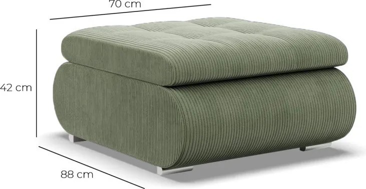 Tokio puff, kordbársony, zöld