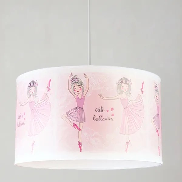 Brilagi - Kábellel függesztett LED gyermekcsillár BOBO, 1xE27/60W/230V, Ø 35 cm, rózsaszín / balerinák
