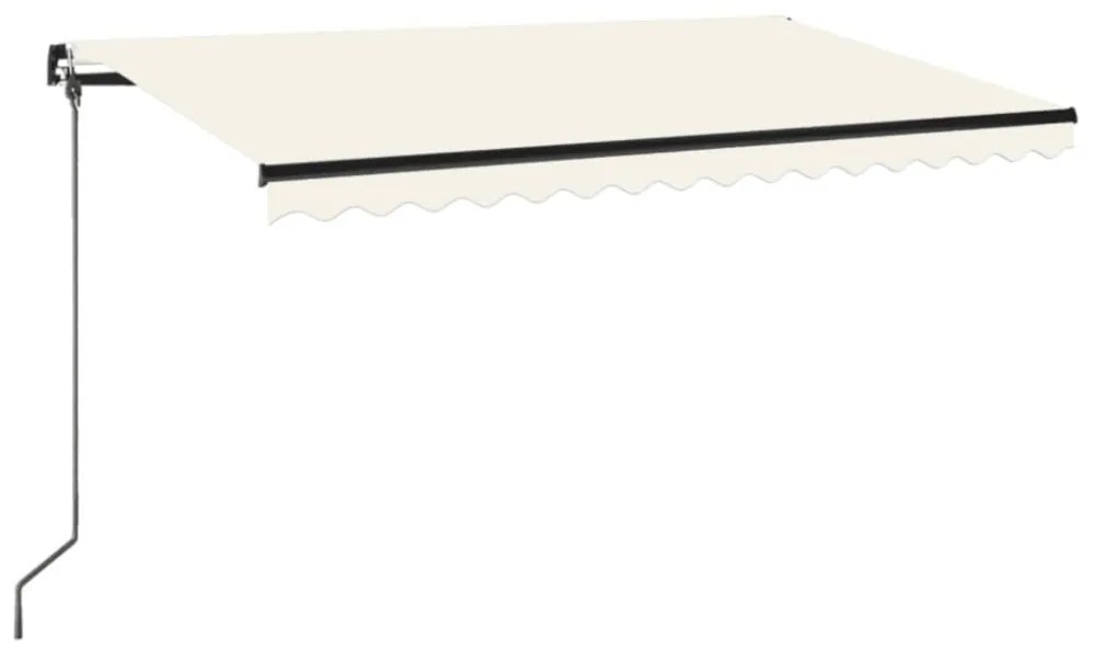 krémszínű kézzel kihúzható LED-es napellenző 400 x 350 cm