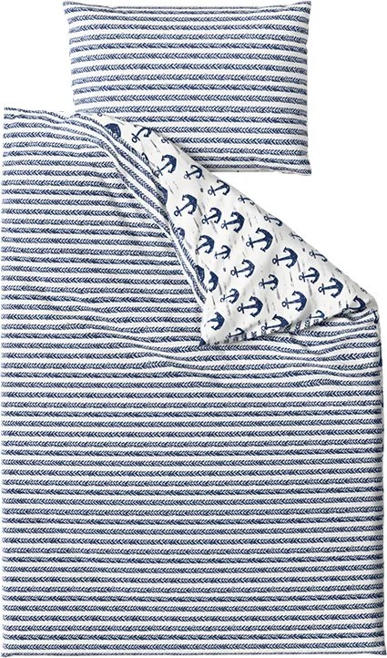 Pamut ágynemű NAVYSTA POLY kék-fehér Ágyneműhuzat mérete: 2 db 70 x 90 cm | 200 x 220 cm