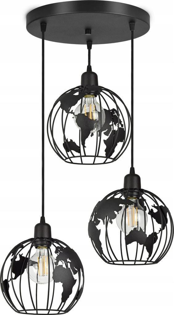 Függő lámpa Csillár Globus Fekete Fehér Szürke