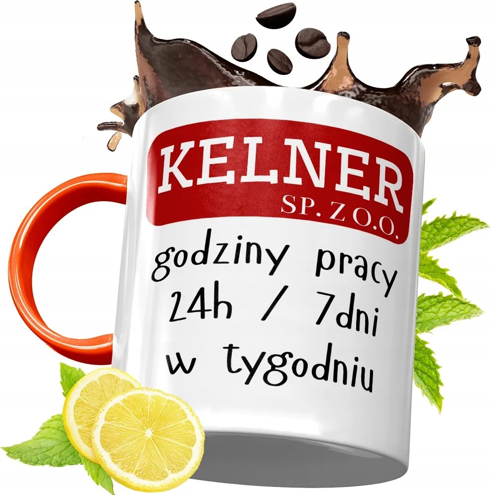 Narancssárga Bögre Pincérnek Ajándék fényképes nyomtatással