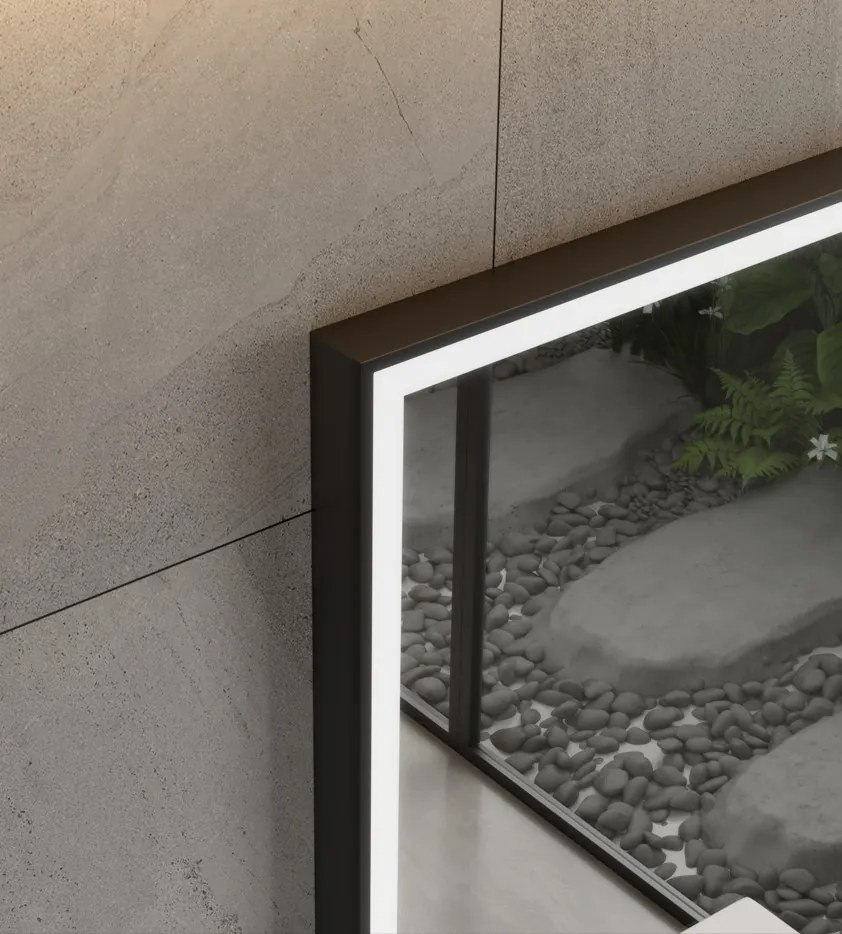 Erga Samira, LED tükör 100x80cm fekete keretben, 2760 lm, 3 fényszín, első világítás, ERG-V01-SAMIRA-1080-BK