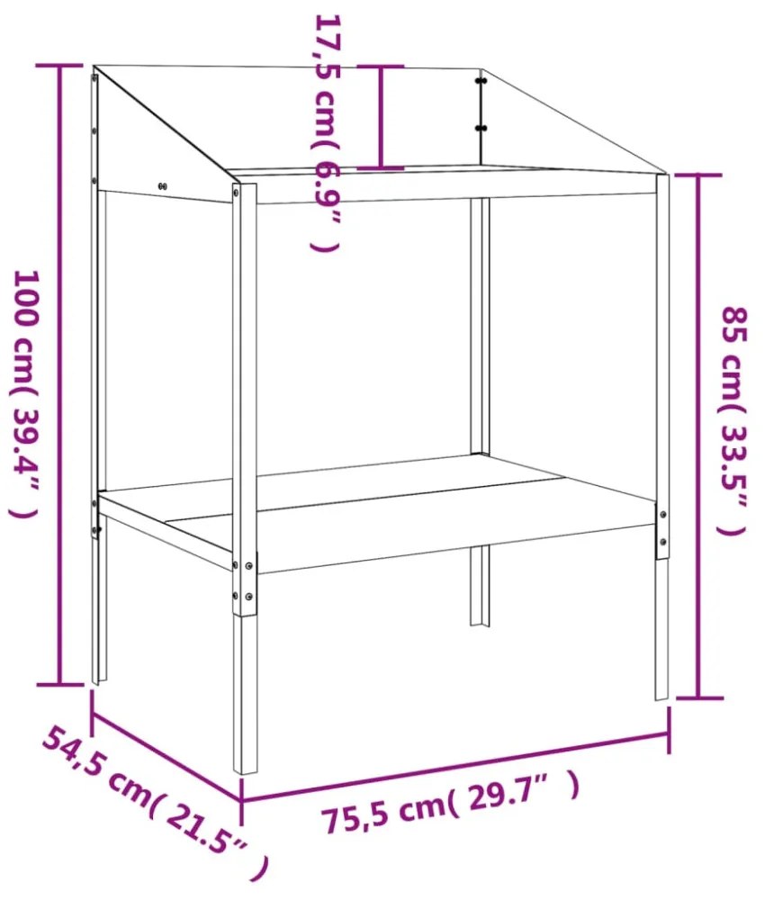 antracitszürke horganyzott acél növényállvány 75,5x54,5x100 cm