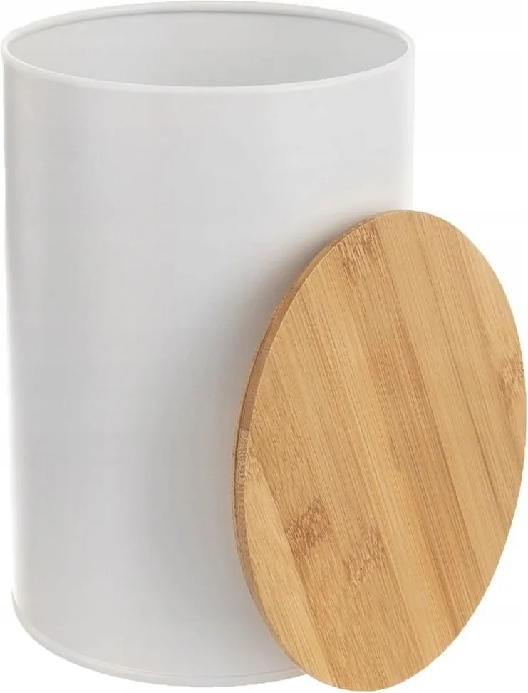 Konyhai ételtároló doboz fém fehér bambusz Pokrywką Orion 1,3l