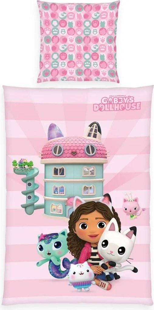 Herding Pamut ágynemű Gabby's Dollhouse , 135 x 200 cm, 80 x 80 cm