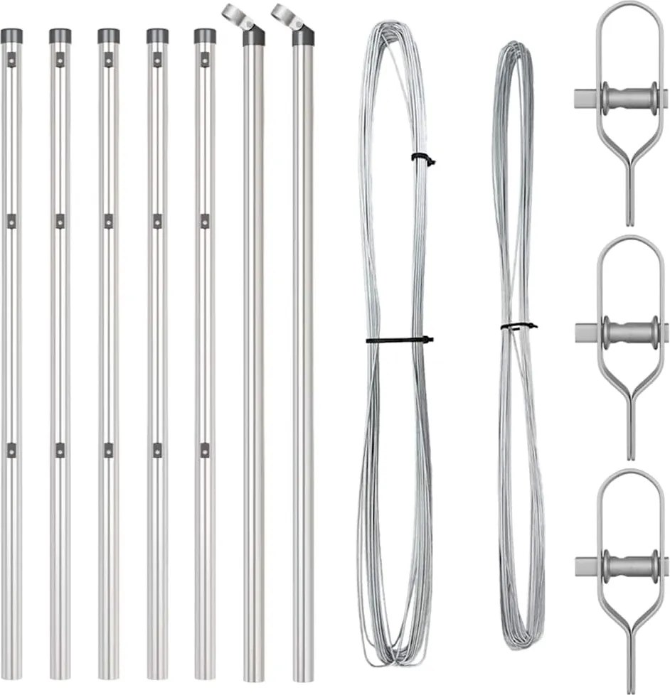 vidaXL Kerítésoszlop 7 pcs Ezüst Acél