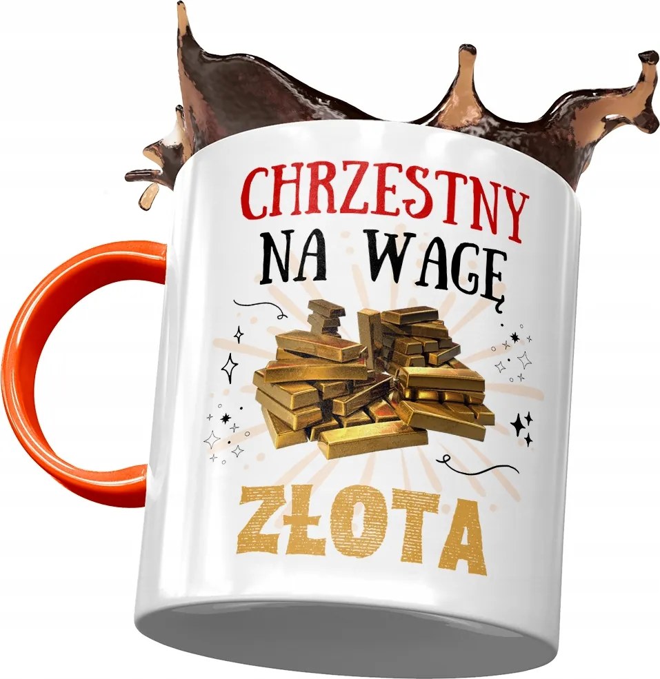 Narancssárga Bögre Keresztelőre Születésnapra Nyomtatott Fotóval