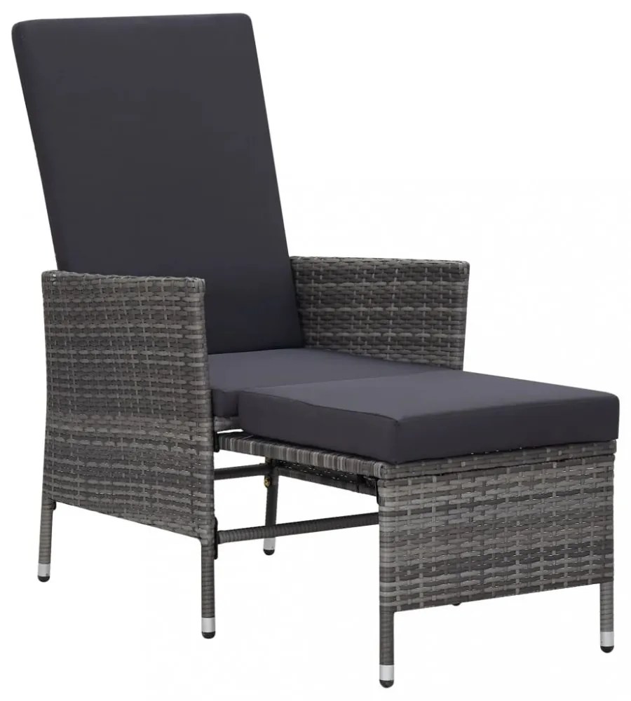 szürke dönthető háttámlás polyrattan kerti szék párnákkal