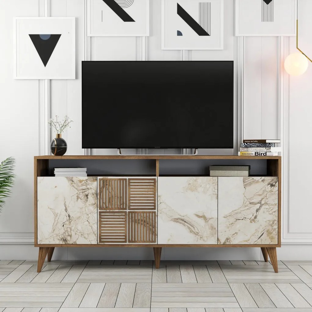 Milan 160 - Walnut, White Marble