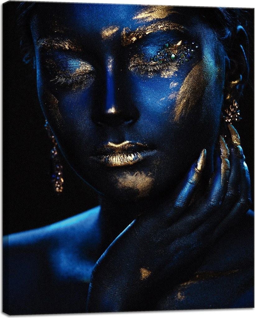 Vászonkép Elmélkedő Nő Arany ékszerek 40x50 cm