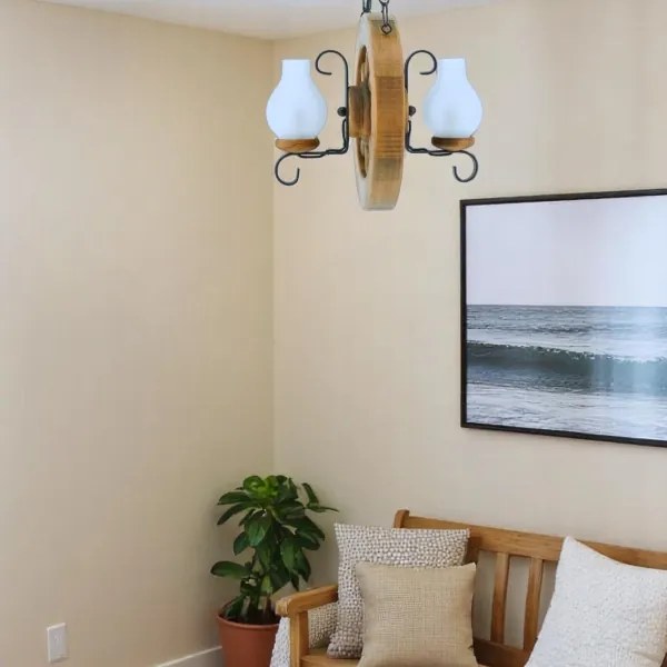 Brilagi - Csillár láncon ROATA 2xE14/40W/230V bükkfa