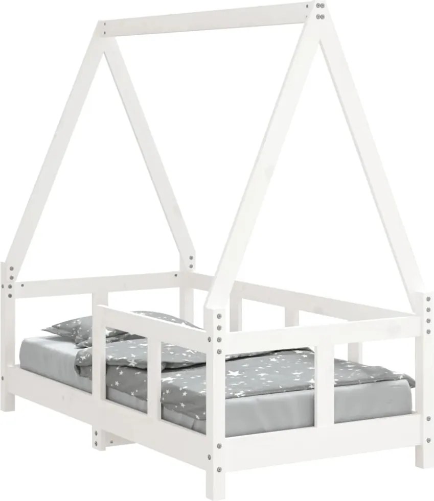 vidaXL fehér tömör fenyőfa gyerekágykeret 70 x 140 cm