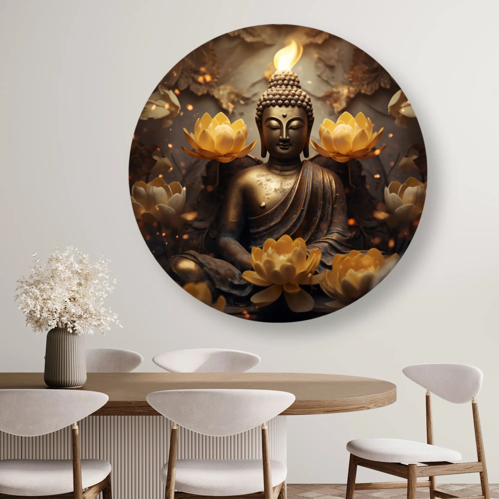 Gario Kerek vászonkép Arany Buddha és lótuszvirág Méret: 40 x 40 cm