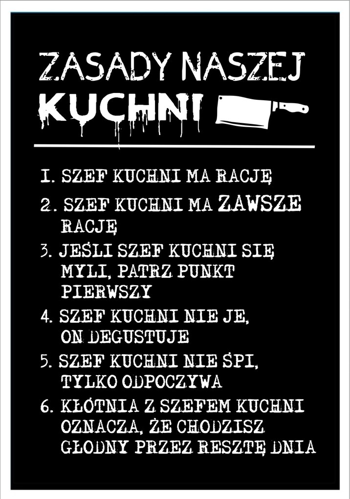 Poszter Keret Nélkül A Konyhába Az Étkezőbár Szabályai P2583_40x50